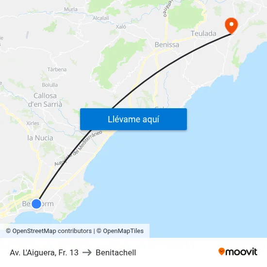 Av. L'Aiguera, Fr. 13 to Benitachell map