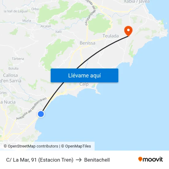 C/ La Mar, 91 (Estacion Tren) to Benitachell map