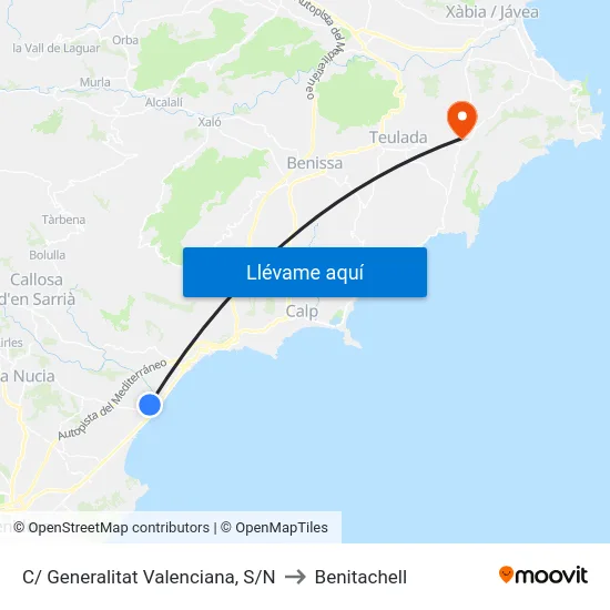 C/ Generalitat Valenciana, S/N to Benitachell map