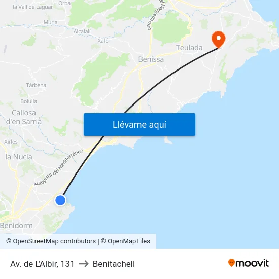 Av. de L'Albir, 131 to Benitachell map