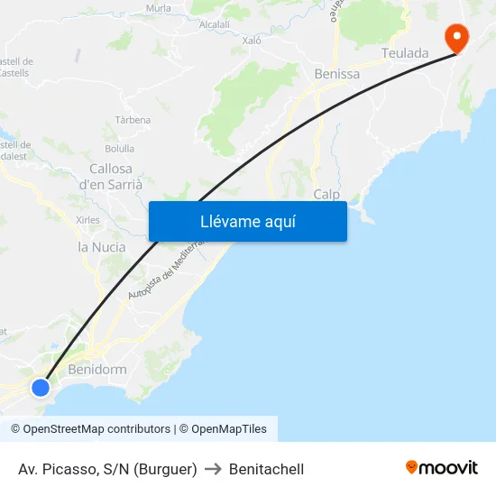 Av. Picasso, S/N (Burguer) to Benitachell map