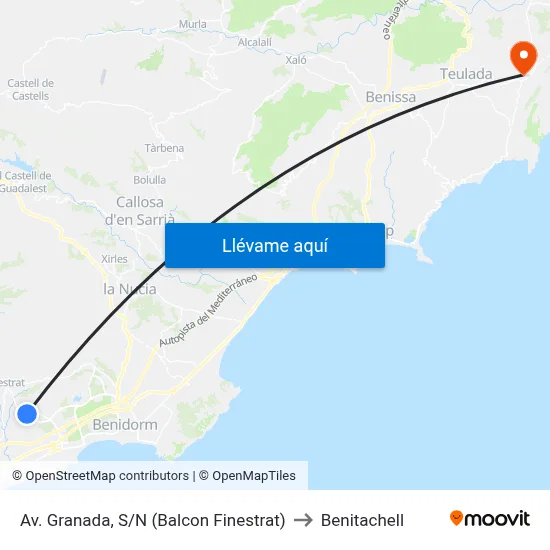Av. Granada, S/N (Balcon Finestrat) to Benitachell map