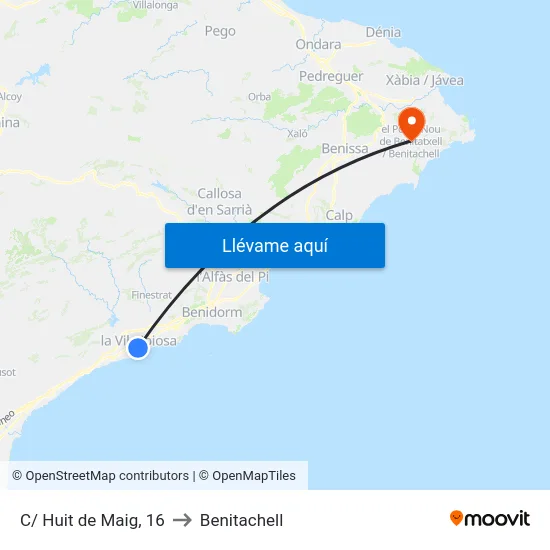 C/ Huit de Maig, 16 to Benitachell map