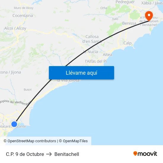 C.P. 9 de Octubre to Benitachell map
