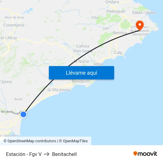 Estación - Fgv V to Benitachell map