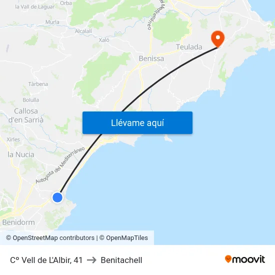 Cº Vell de L'Albir, 41 to Benitachell map