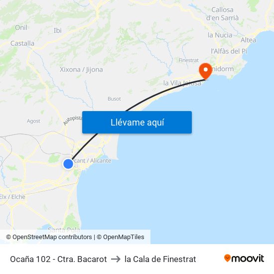Ocaña 102 - Ctra. Bacarot to la Cala de Finestrat map