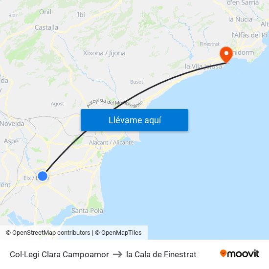 Col·Legi Clara Campoamor to la Cala de Finestrat map