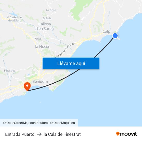 Entrada Puerto to la Cala de Finestrat map