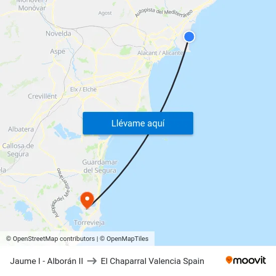 Jaume I - Alborán II to El Chaparral Valencia Spain map
