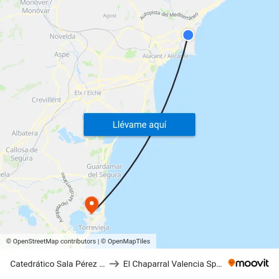 Catedrático Sala Pérez 17 to El Chaparral Valencia Spain map