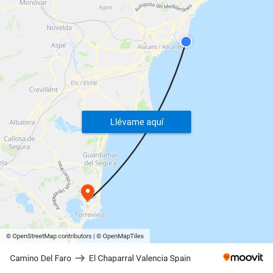 Camino Del Faro to El Chaparral Valencia Spain map