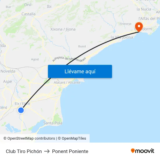 Club Tiro Pichón to Ponent Poniente map