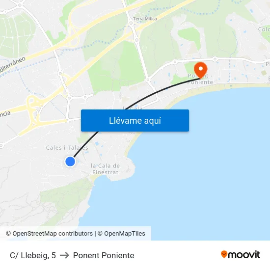 C/ Llebeig, 5 to Ponent Poniente map