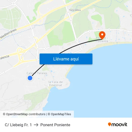 C/ Llebeig Fr. 1 to Ponent Poniente map