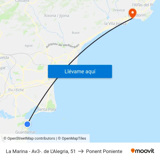 La Marina - Av3-. de L'Alegria, 51 to Ponent Poniente map