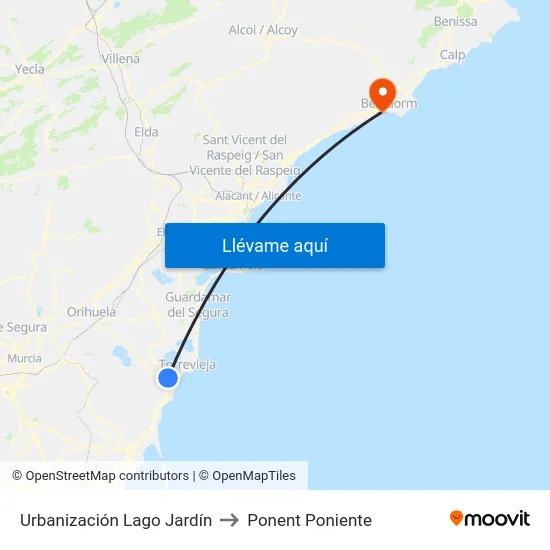 Urbanización Lago Jardín to Ponent Poniente map