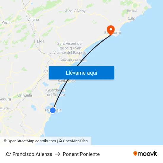 C/ Francisco Atienza to Ponent Poniente map