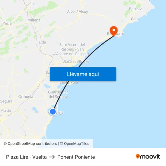 Plaza Lira - Vuelta to Ponent Poniente map