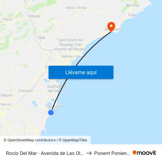 Rocío Del Mar - Avenida de Las Olas to Ponent Poniente map