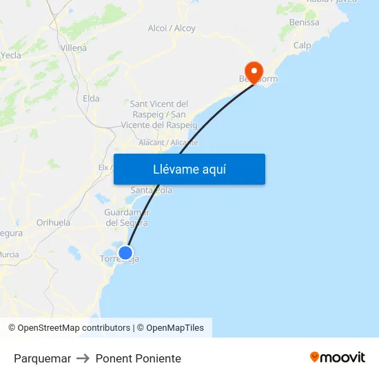 Parquemar to Ponent Poniente map