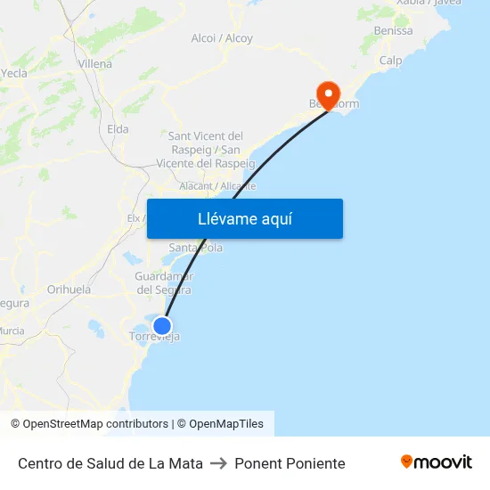 Centro de Salud de La Mata to Ponent Poniente map