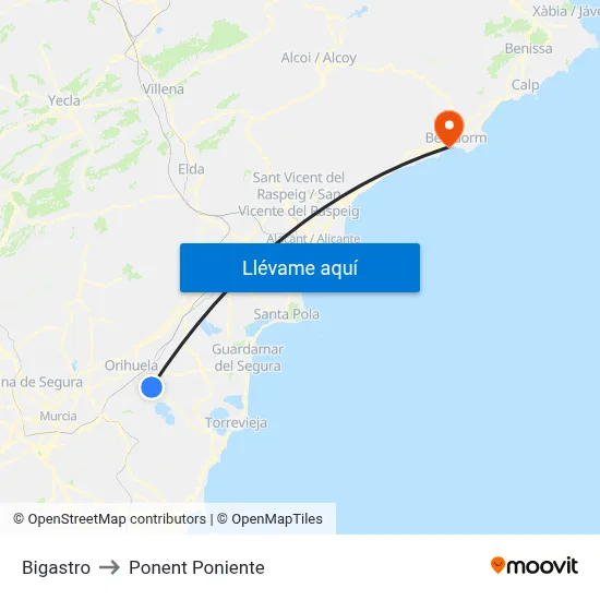 Bigastro to Ponent Poniente map
