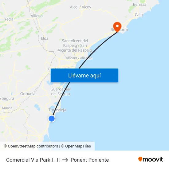 Comercial Via Park I - II to Ponent Poniente map