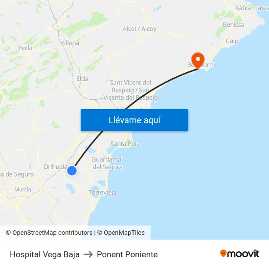 Hospital Vega Baja to Ponent Poniente map