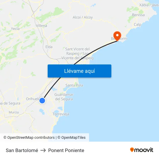 San Bartolomé to Ponent Poniente map