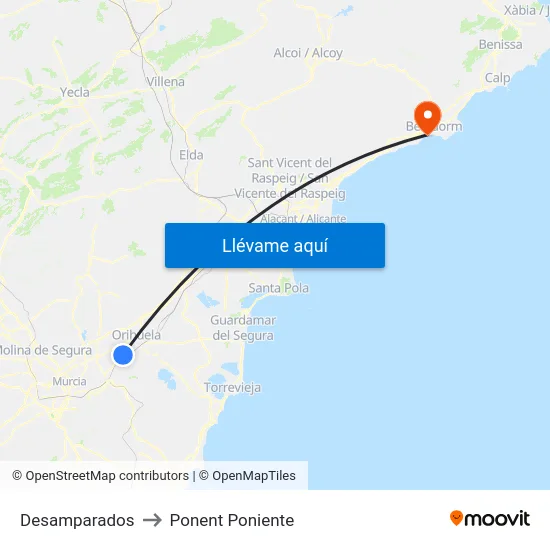 Desamparados to Ponent Poniente map
