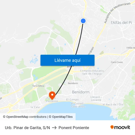 Urb. Pinar de Garita, S/N to Ponent Poniente map