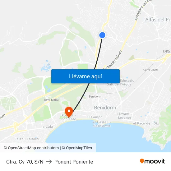 Ctra. Cv-70, S/N to Ponent Poniente map