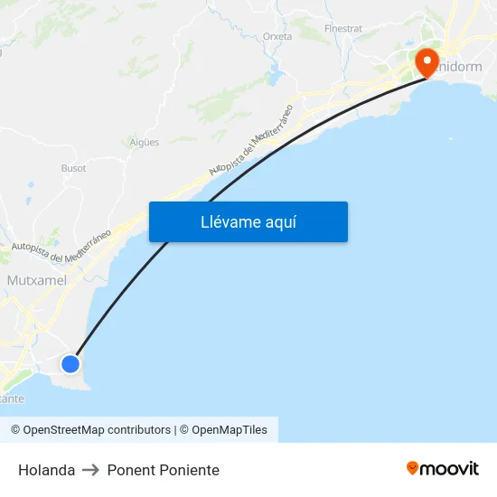 Holanda to Ponent Poniente map