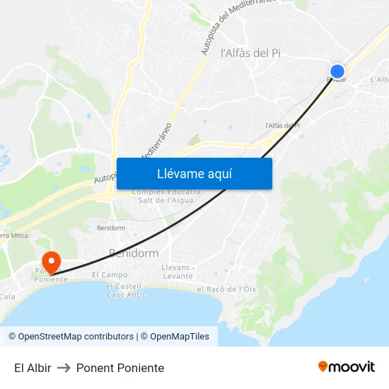 El Albir to Ponent Poniente map