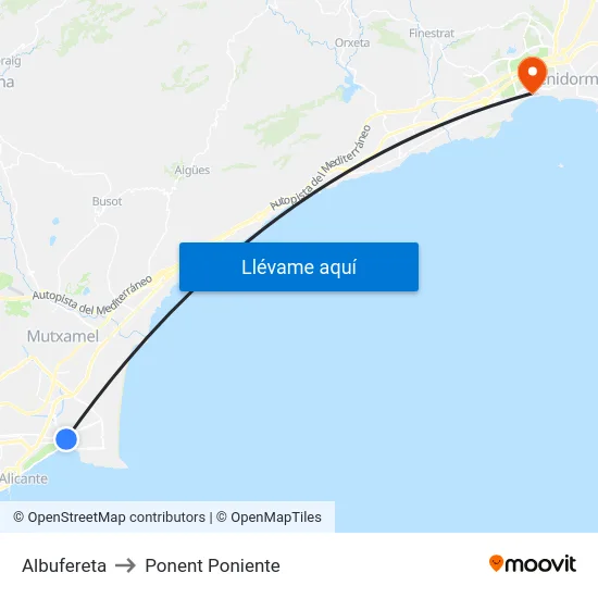 Albufereta to Ponent Poniente map