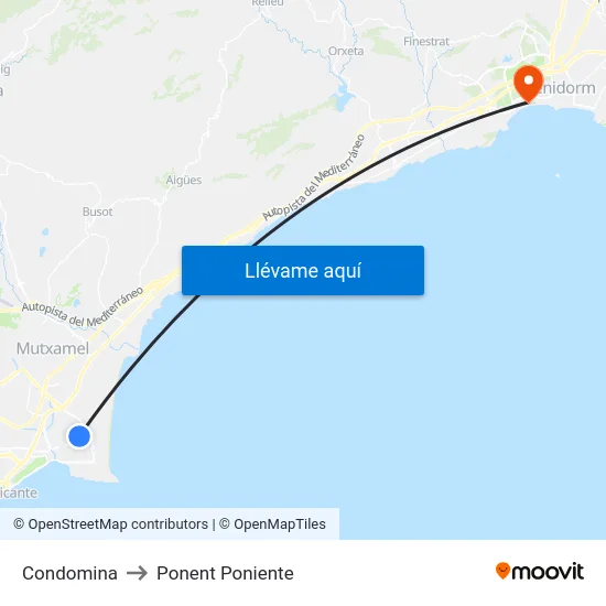 Condomina to Ponent Poniente map