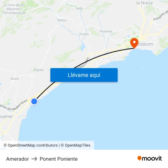 Amerador to Ponent Poniente map