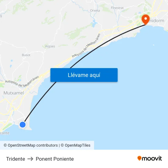 Tridente to Ponent Poniente map