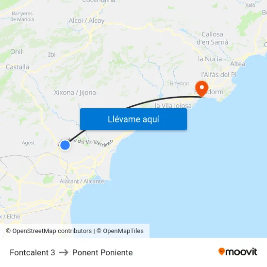 Fontcalent 3 to Ponent Poniente map