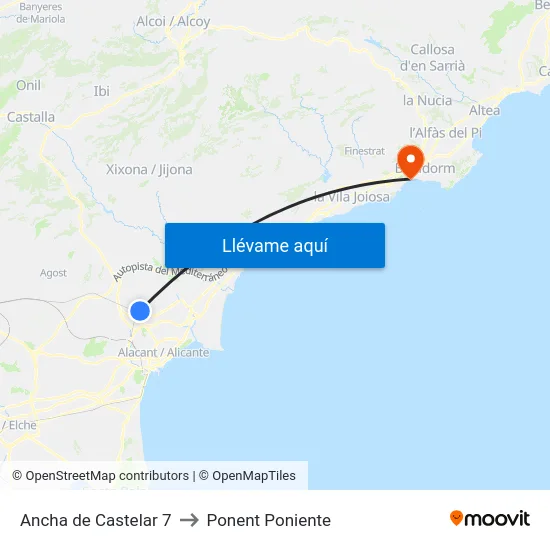 Ancha de Castelar 7 to Ponent Poniente map