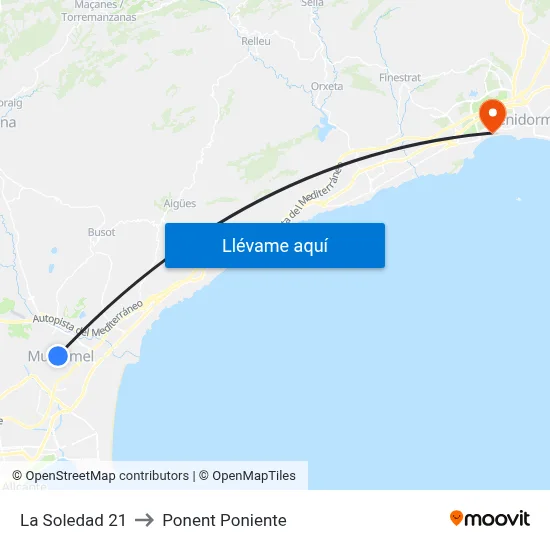 La Soledad 21 to Ponent Poniente map