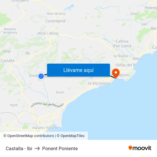 Castalla - Ibi to Ponent Poniente map
