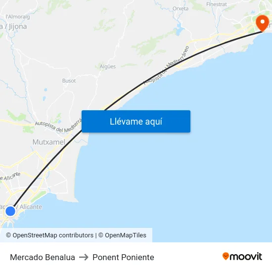 Mercado Benalua to Ponent Poniente map