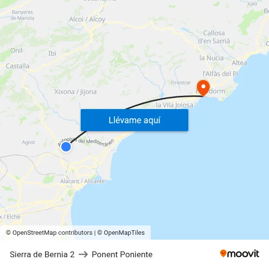 Sierra de Bernia 2 to Ponent Poniente map