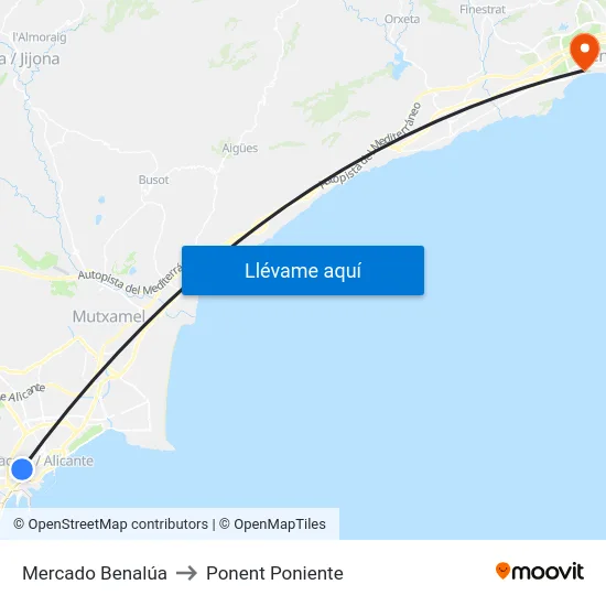 Mercado Benalúa to Ponent Poniente map