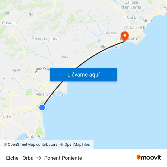 Elche - Orba to Ponent Poniente map