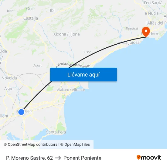 P. Moreno Sastre, 62 to Ponent Poniente map