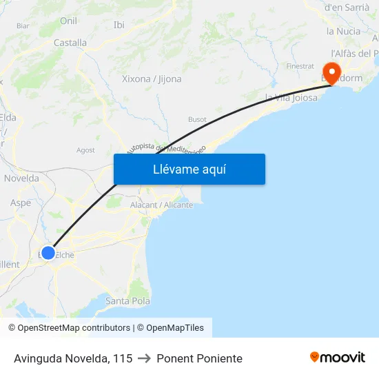 Avinguda Novelda, 115 to Ponent Poniente map