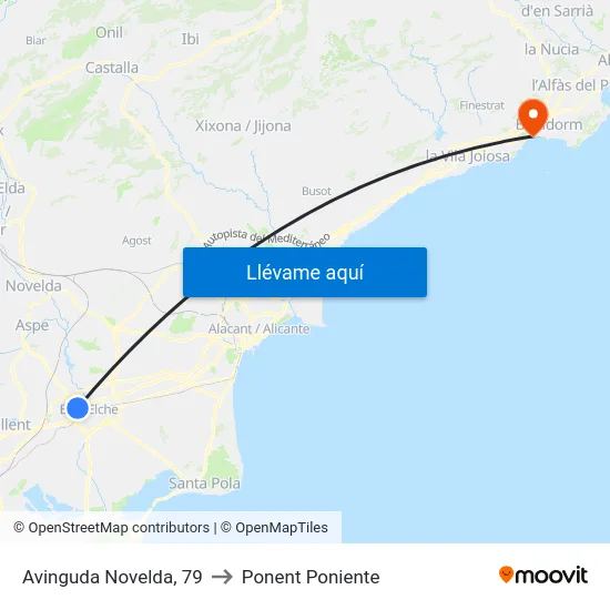 Avinguda Novelda, 79 to Ponent Poniente map